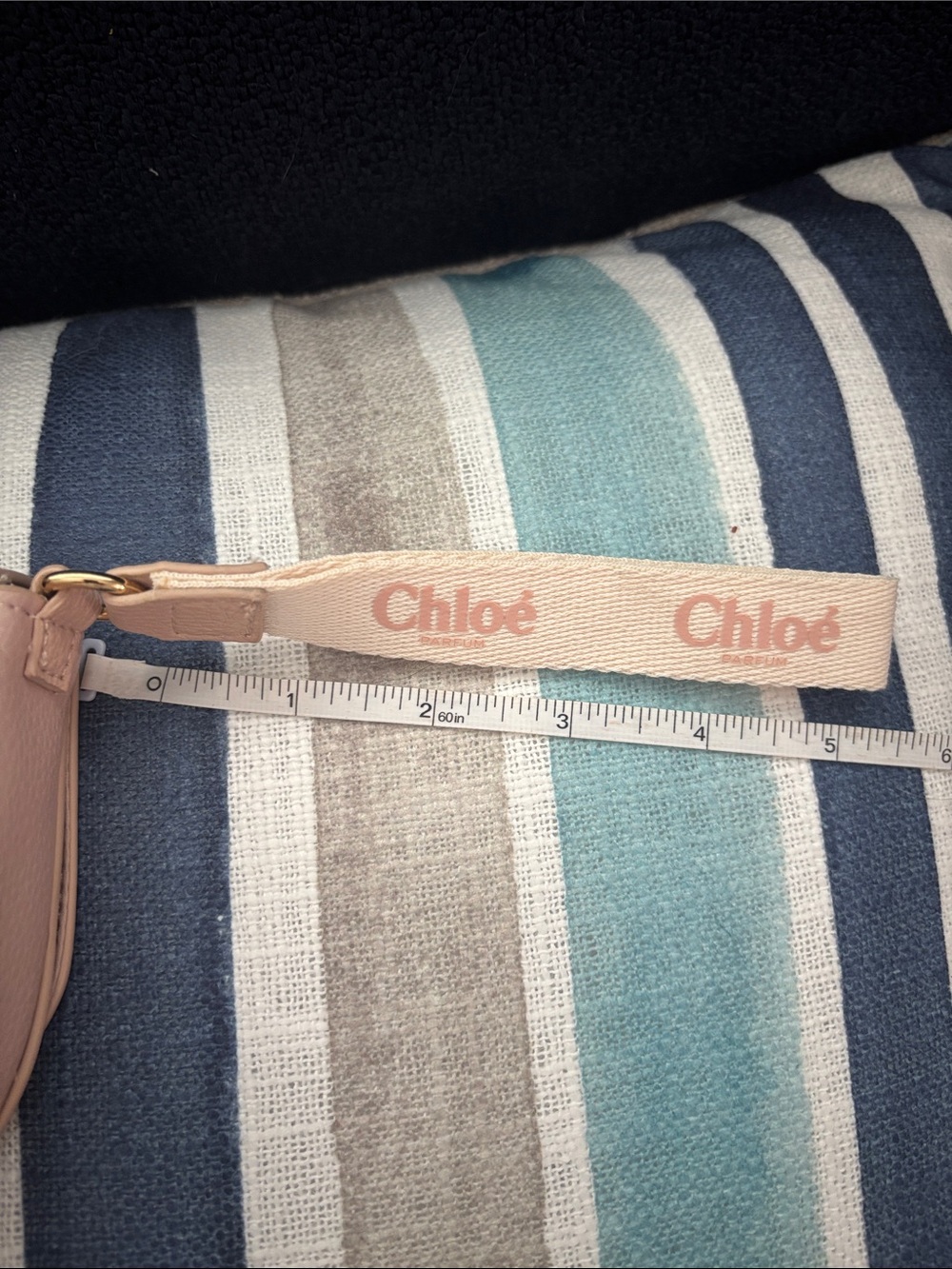 CHLOE BRAND Blush colored Pebbled Vegan Leather Parfum wristlet. - Picture 11 of 13